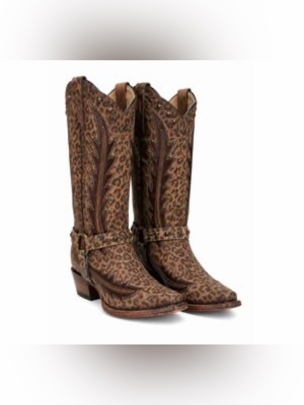 Corral Women's Sand Leopard Harness Star Stud Western Boots